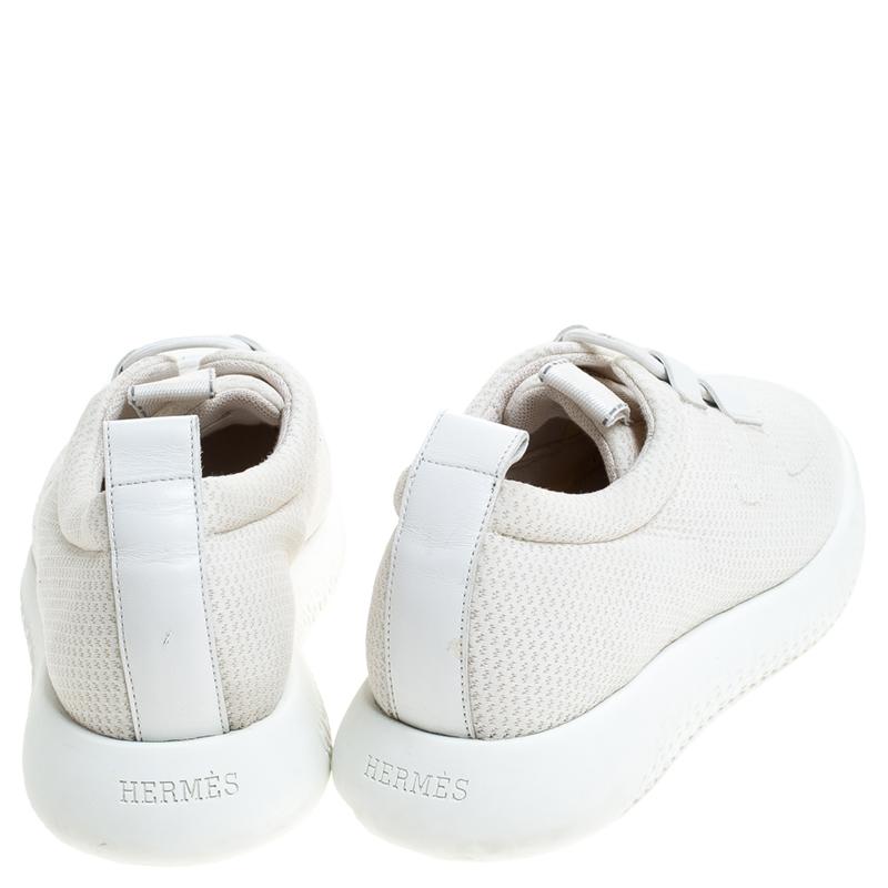 Women's Hermes White Mesh Team Sneakers Size 38