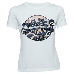 Hermes White Micro Print Cotton Short Sleeve T-Shirt S