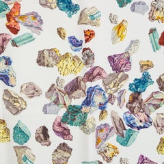 Hermes white MINERAUX 90 silk twill Scarf