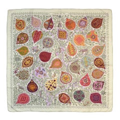 Hermes White Multi-color L'Arbre de Vie 90cm Scarf Designed by Christine Henry 