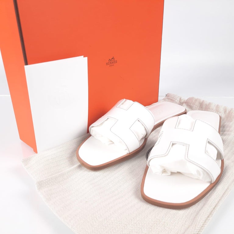 Hermes White Oran sandal 1
