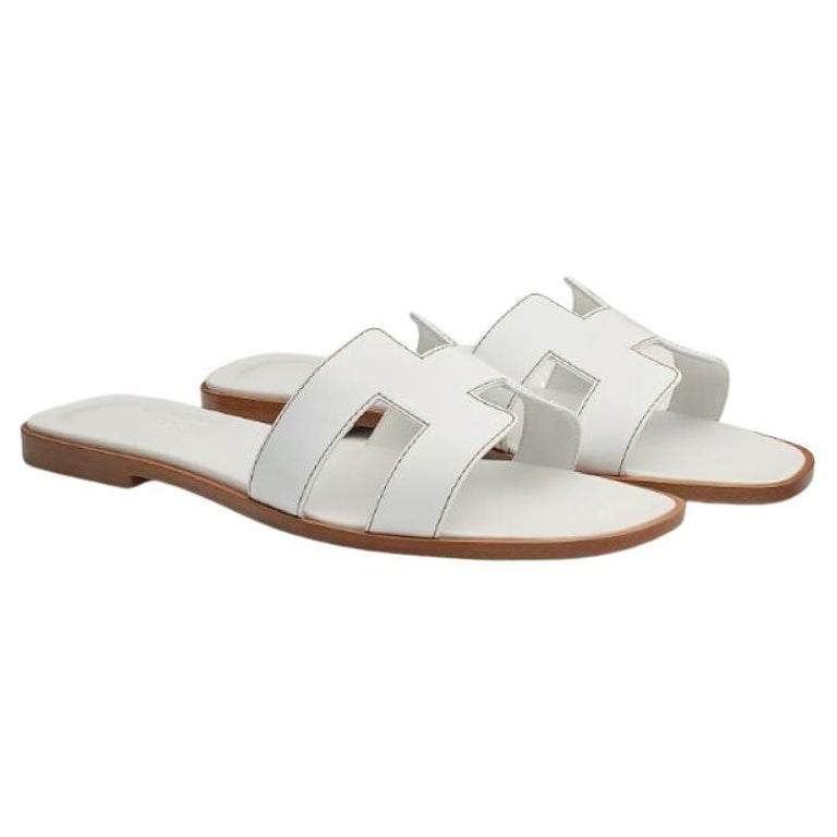 Hermes White Oran sandal