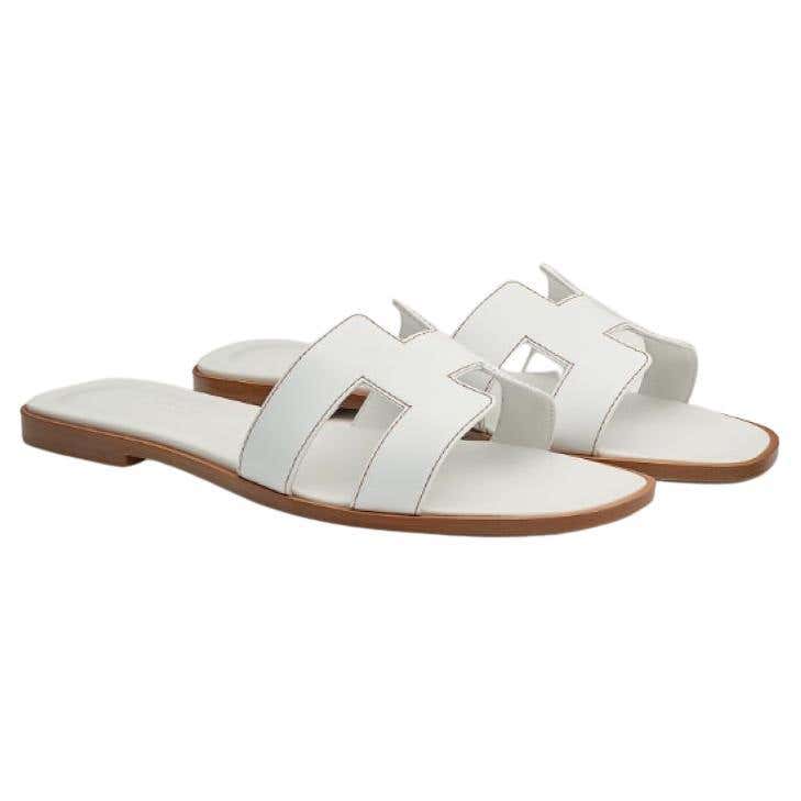 Hermes White Oran sandal For Sale at 1stDibs