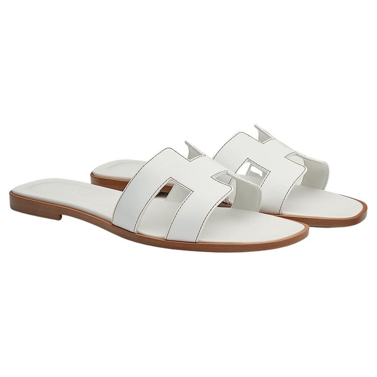 Hermes White Oran sandal Size 37 For Sale at 1stDibs