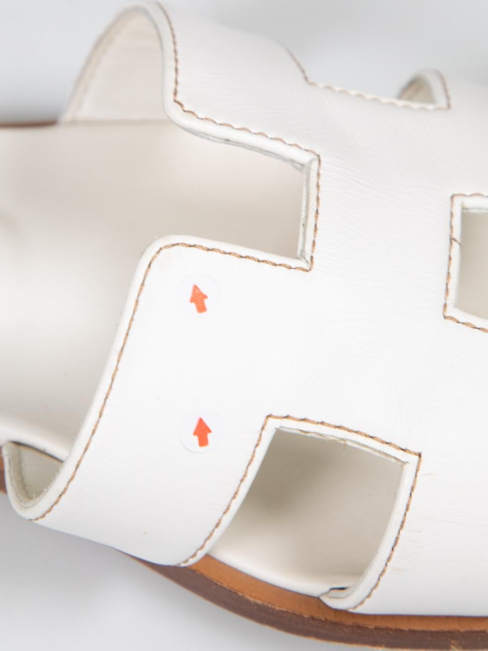 Hermès White Oran Sandals Size IT 37.5 6