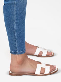 Hermès White Oran Sandals Size IT 37.5