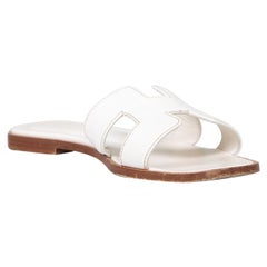 Hermès White Oran Sandals Size IT 37.5
