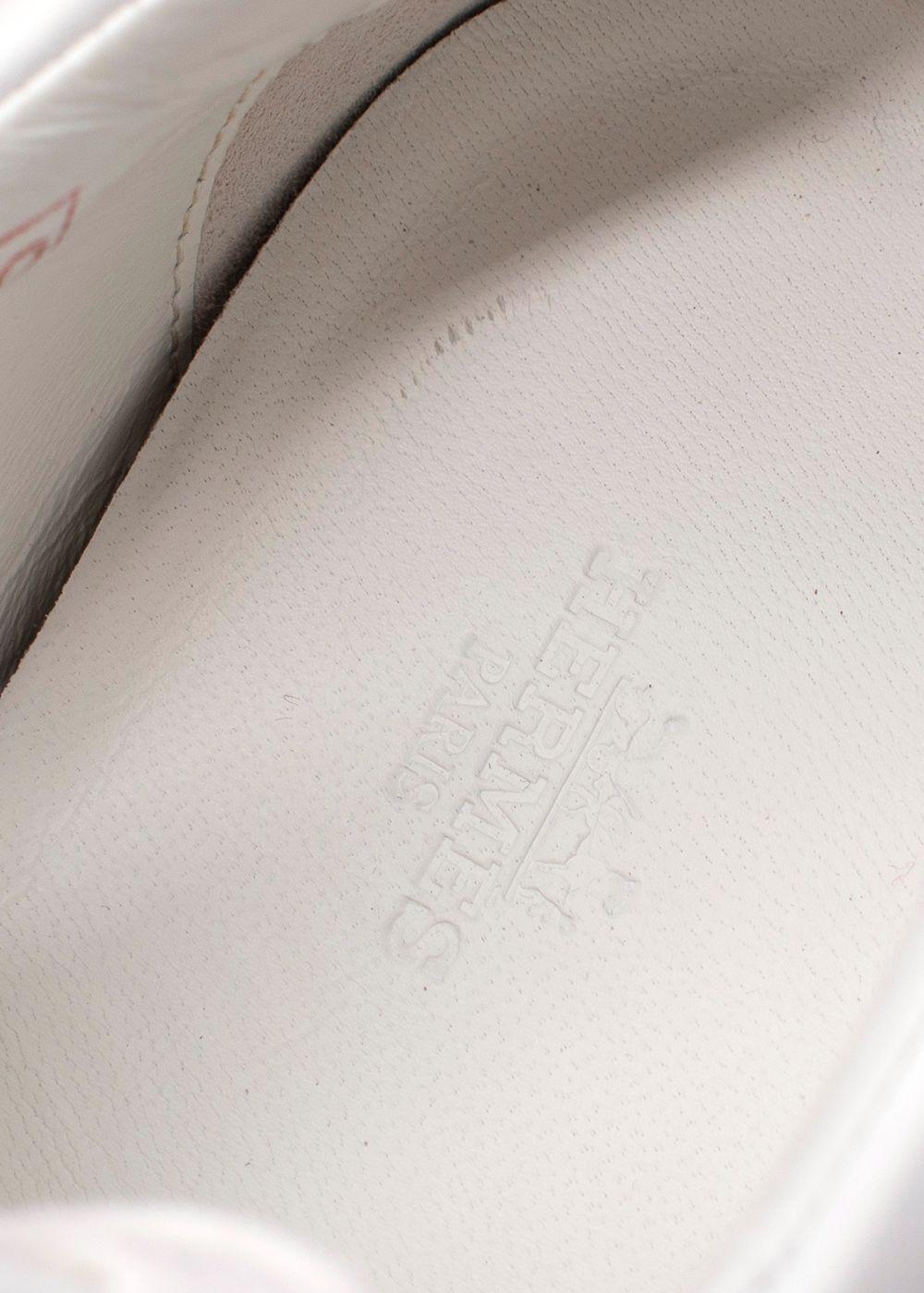 Hermes White & Orange Leather Avantage Sneakers 1
