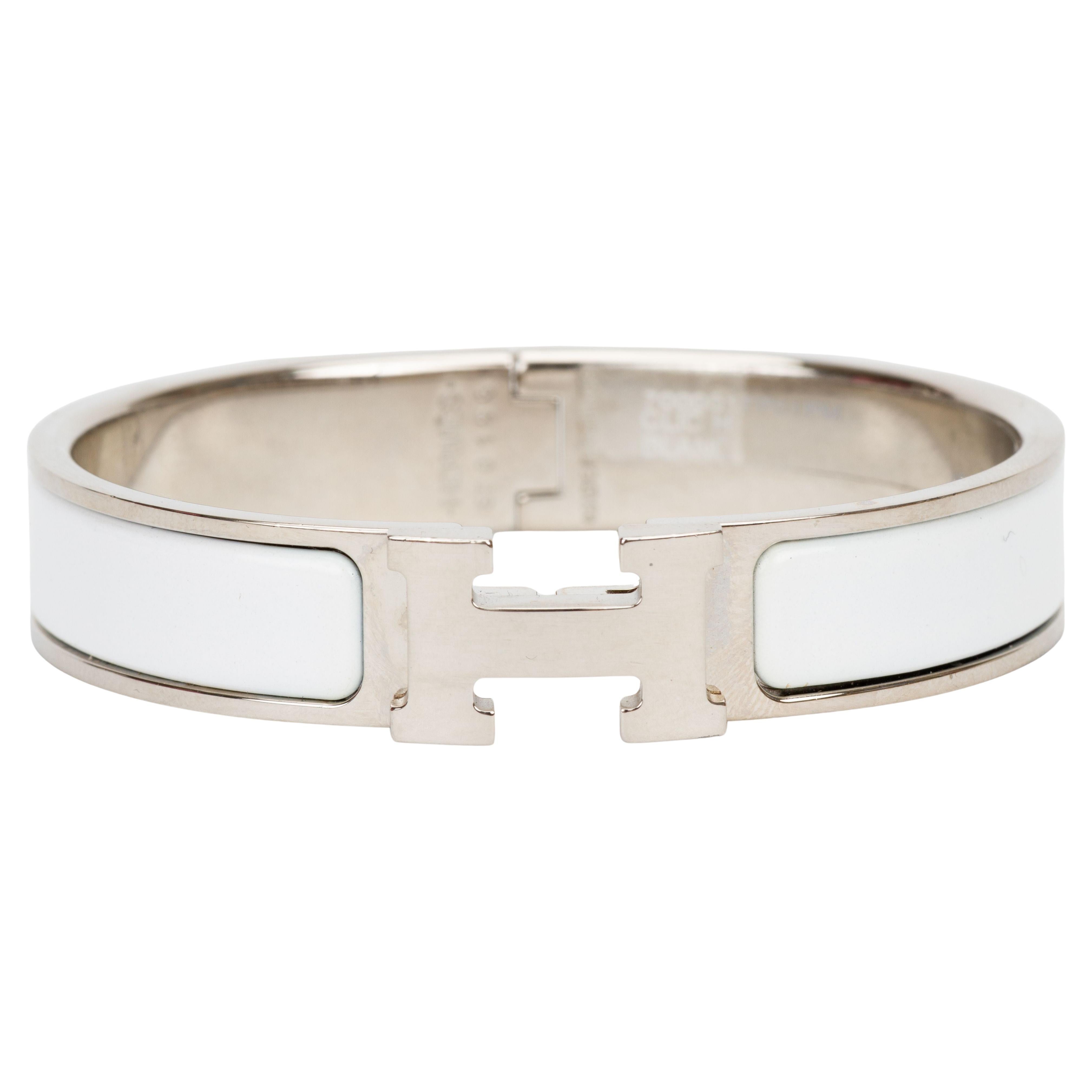 Hermès White Palladium Clic "H" Bracelet For Sale
