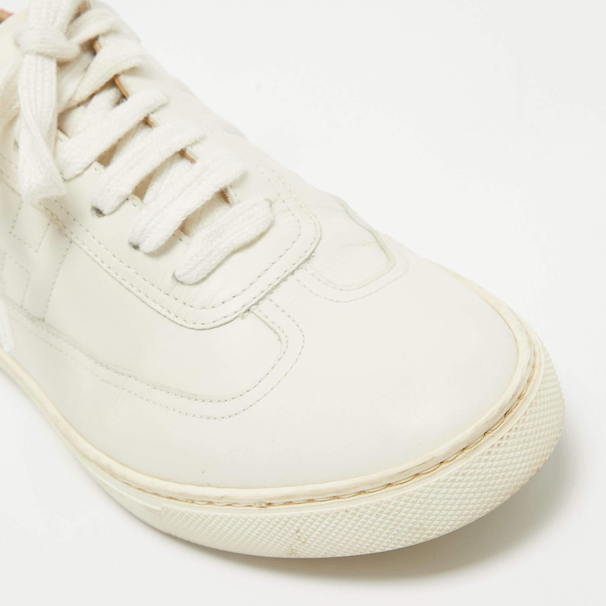 Hermes Weiß Pegase Pop Print Leder Quicker Sneakers Größe 37.5 im Angebot 3