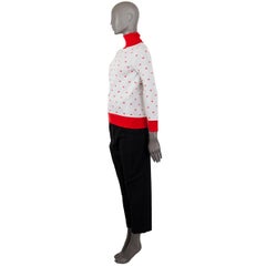 HERMES white & red cashmere & silk HEART TURTLENECK Sweater XS