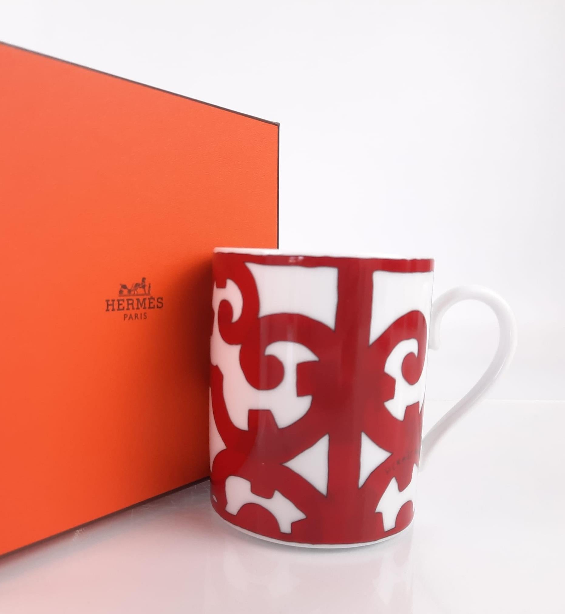 Hermès White & Red Porcelain Balcon Du Guadalquivir Mug 1