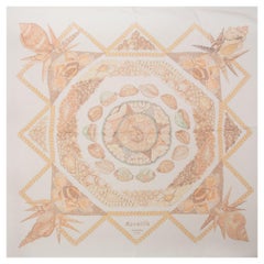 Hermes white ROCAILLE 140 MOUSSELINE silk chiffon Scarf