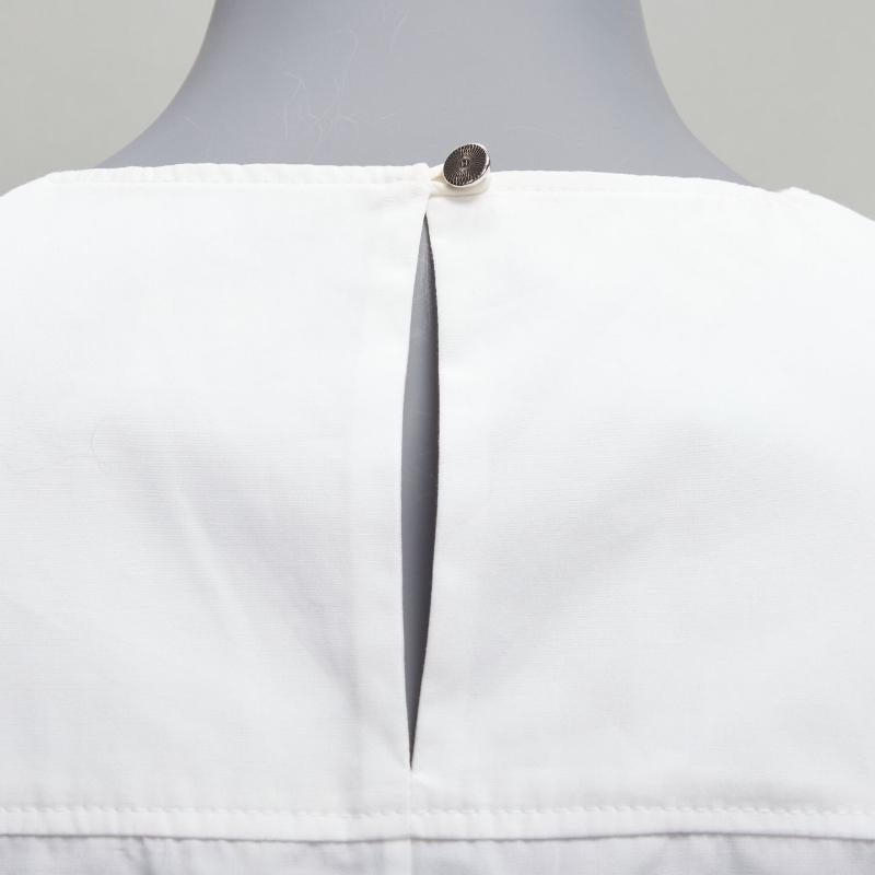 HERMES white round tromp loeil foldover collar panelled sleeveless shirt FR34 XS 2