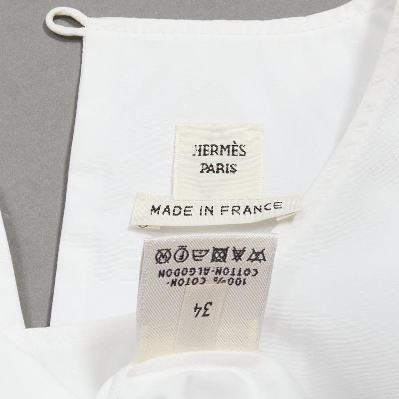 HERMES white round tromp loeil foldover collar panelled sleeveless shirt FR34 XS 3