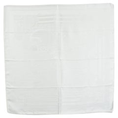 HERMES white silk TETERSALE 90 Jacquard Scarf