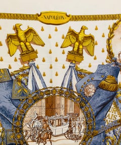 Hermès white silk twill Napoleon scarf by Philippe Ledoux, 1963.