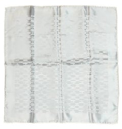 Hermes White Silk Woven H Pocket Square Handkerchief 