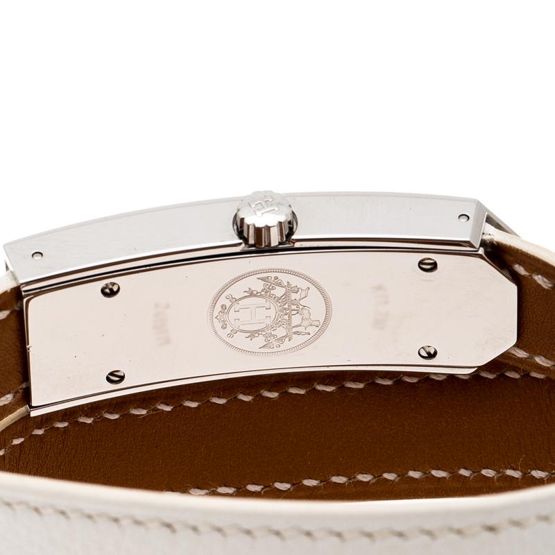 Hermes White Stainless Steel Kelly 2 Double  KT1.210 Women's Wristwatch 15 mm 2