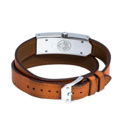 Hermes White Stainless Steel Kelly 2 Double Tour KT1.210 Women's Wristwatch 15 m