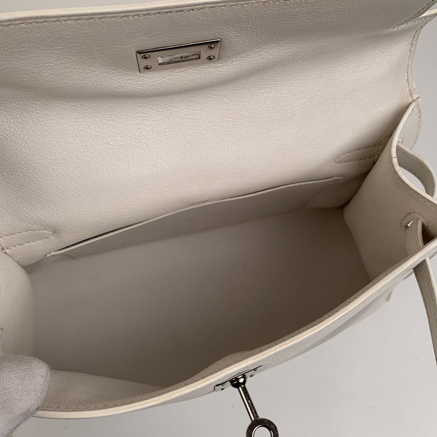 Hermes White Swift Leather Kelly Pochette Clutch Bag Handbag For Sale ...