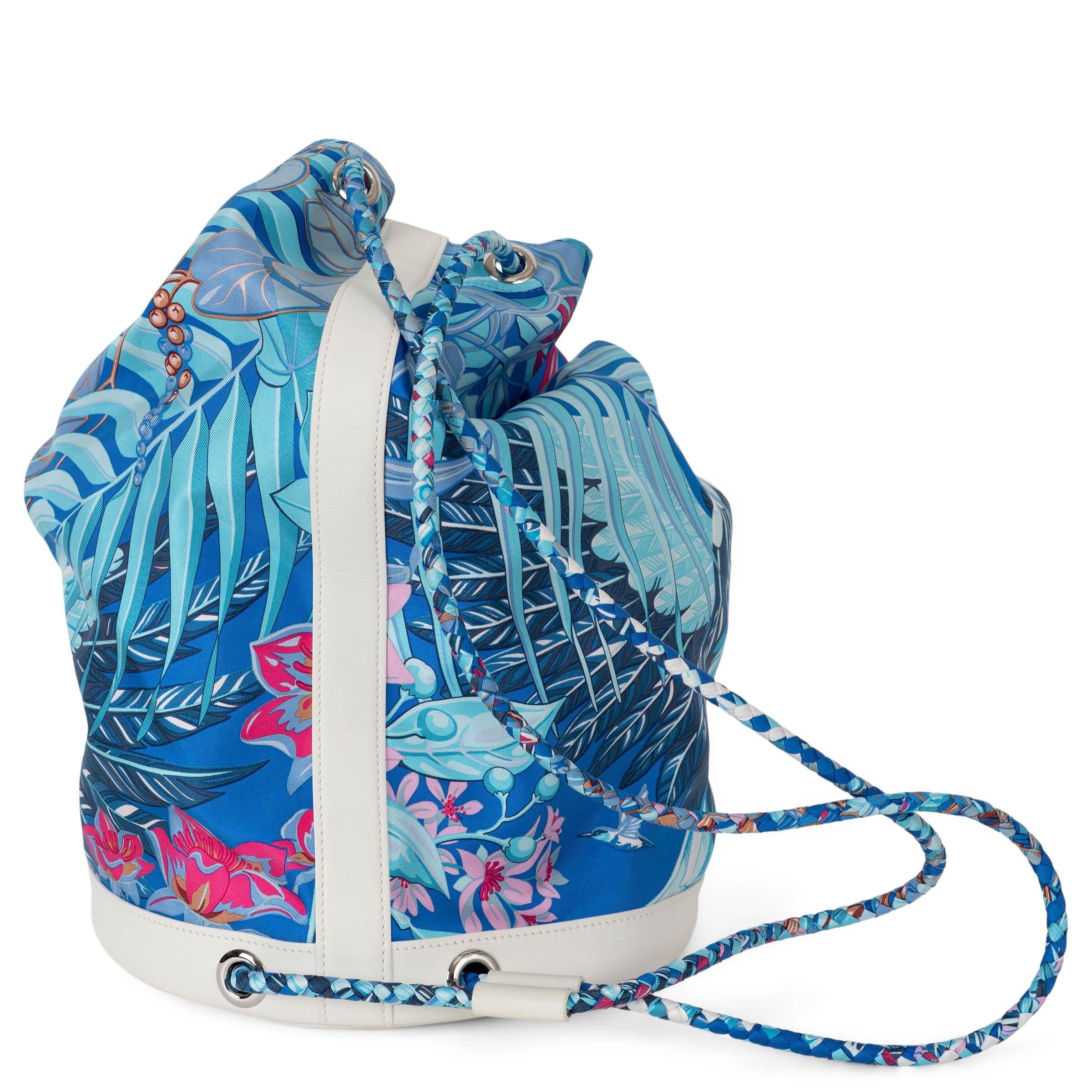 Bleu HERMES blanc Sac SOIE COOL 22 FLAMINGO PARTY en cuir Swift et Twill en vente