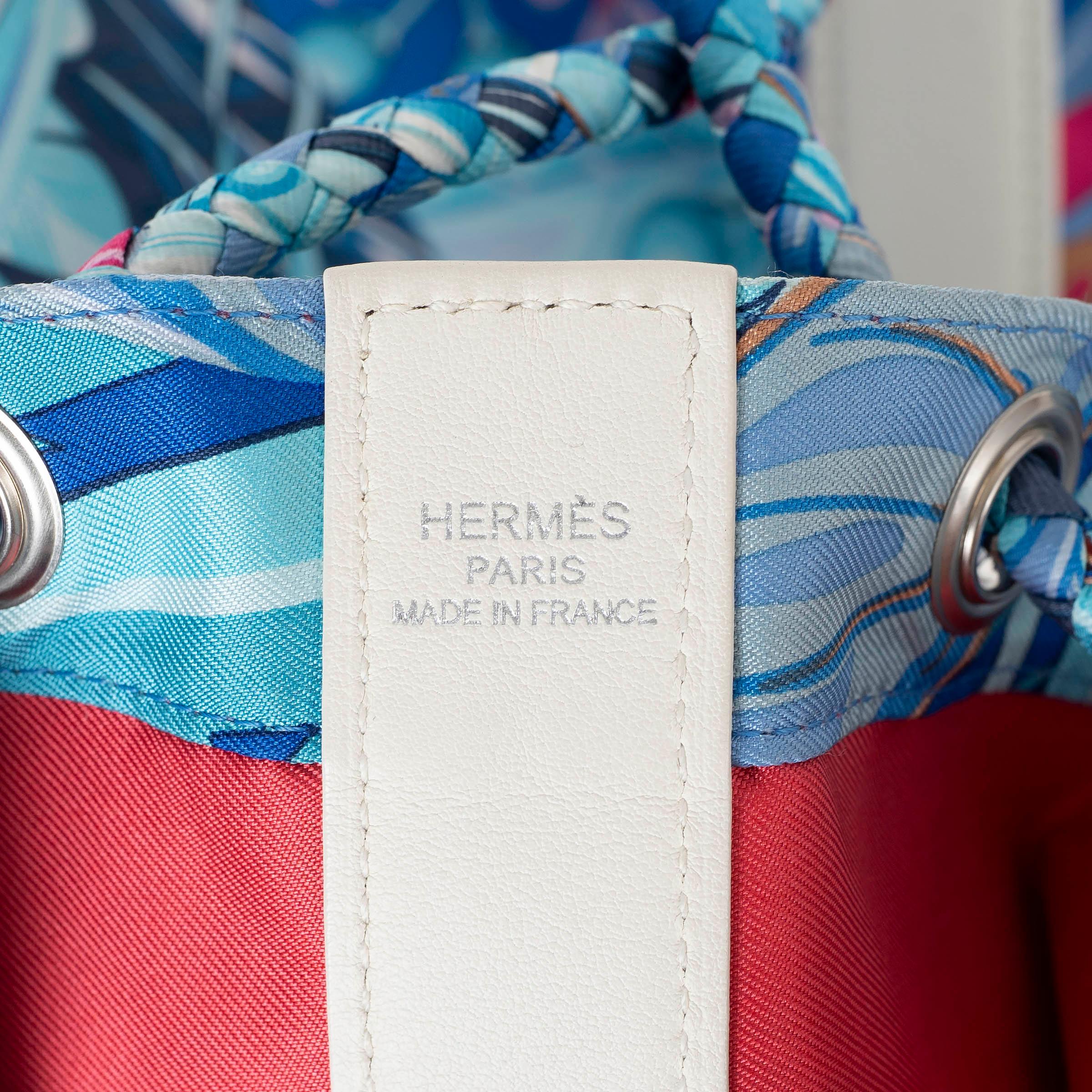 HERMES blanc Sac SOIE COOL 22 FLAMINGO PARTY en cuir Swift et Twill en vente 1