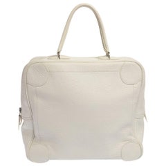 Hermes White Taurilion Clemence Leather Omnibus Bag