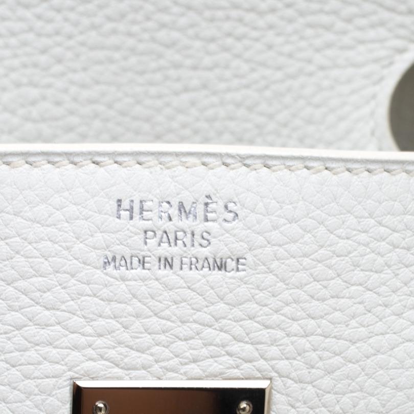 Hermes White Togo Leather Palladium Hardware Birkin 35 Bag 6