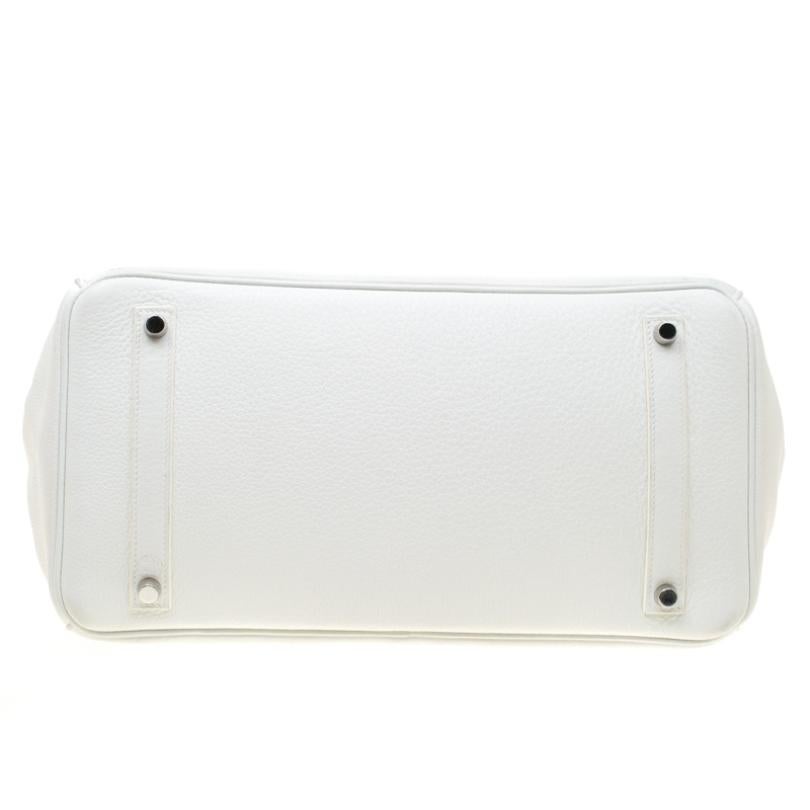 Hermes White Togo Leather Palladium Hardware Birkin 35 Bag 8