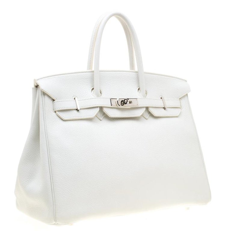 Hermes White Togo Leather Palladium Hardware Birkin 35 Bag For Sale at ...
