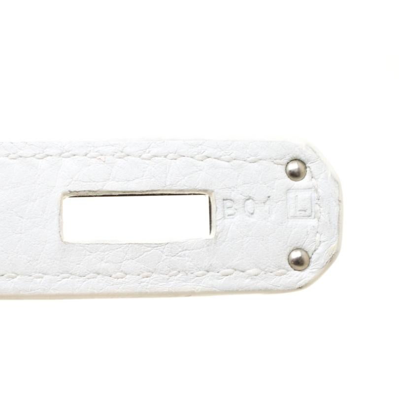Gray Hermes White Togo Leather Palladium Hardware Birkin 35 Bag