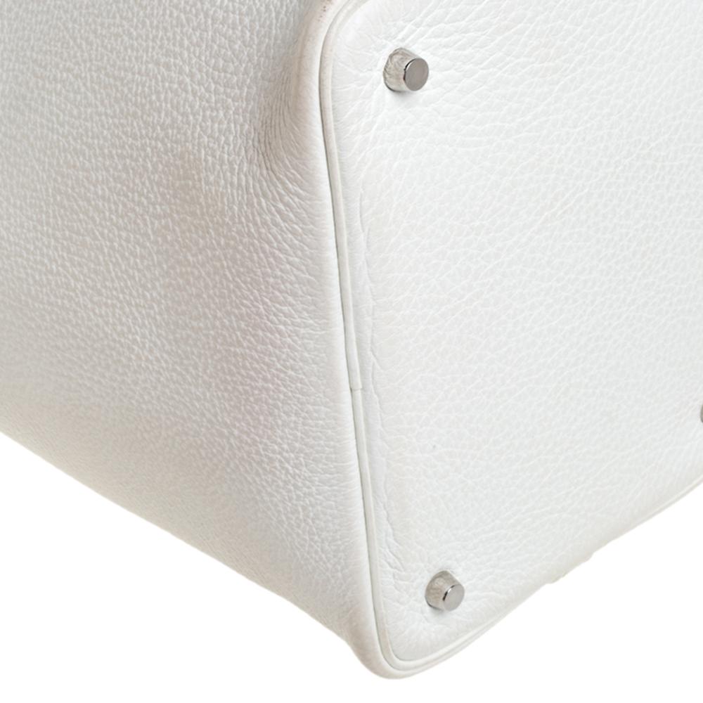 Hermes White Togo Leather Picotin MM Bag 4