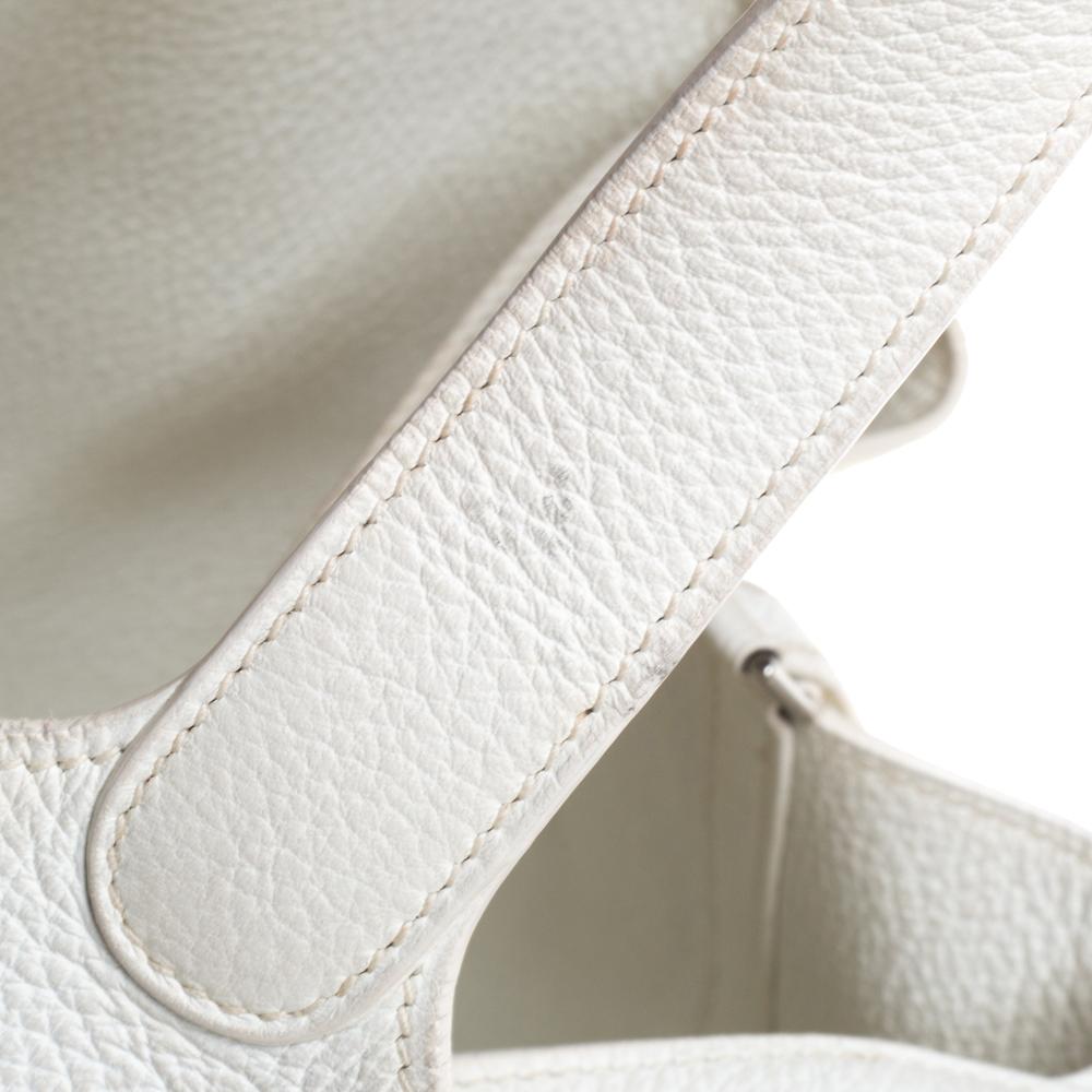 Hermes White Togo Leather Picotin MM Bag 8