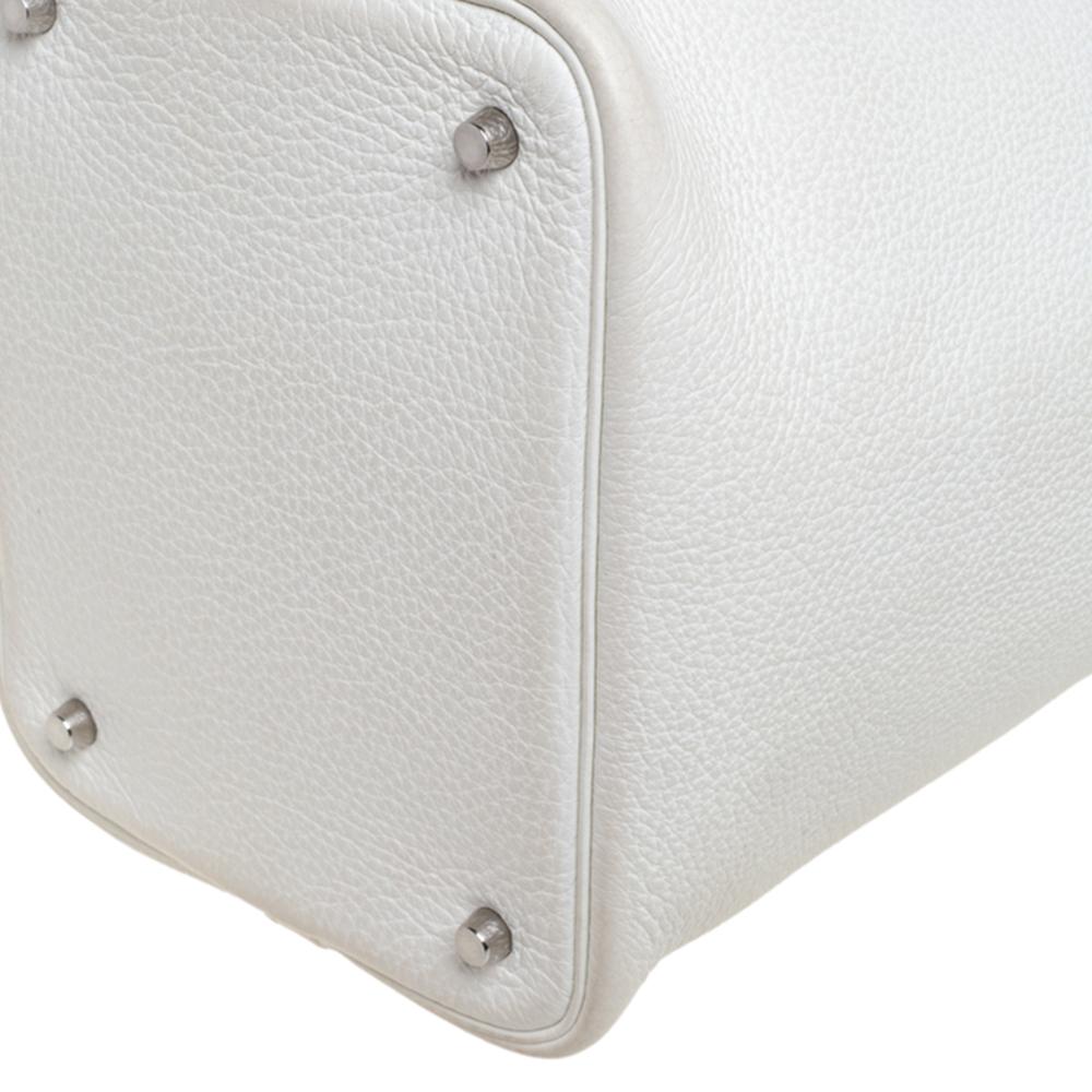 Hermes White Togo Leather Picotin MM Bag 1