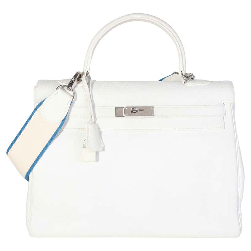 Rare Limited Edition Hermes White 'Farming' Bag White Epsom and Barenia ...