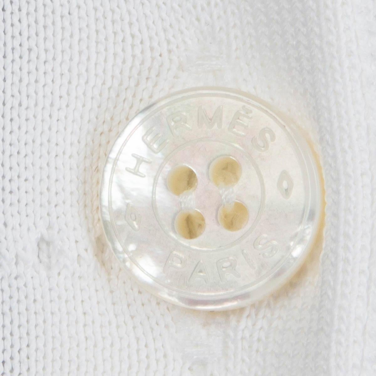HERMES weißer Viskose POINTELLE LOGO Strickjacke Pullover 34 XXS im Angebot 1