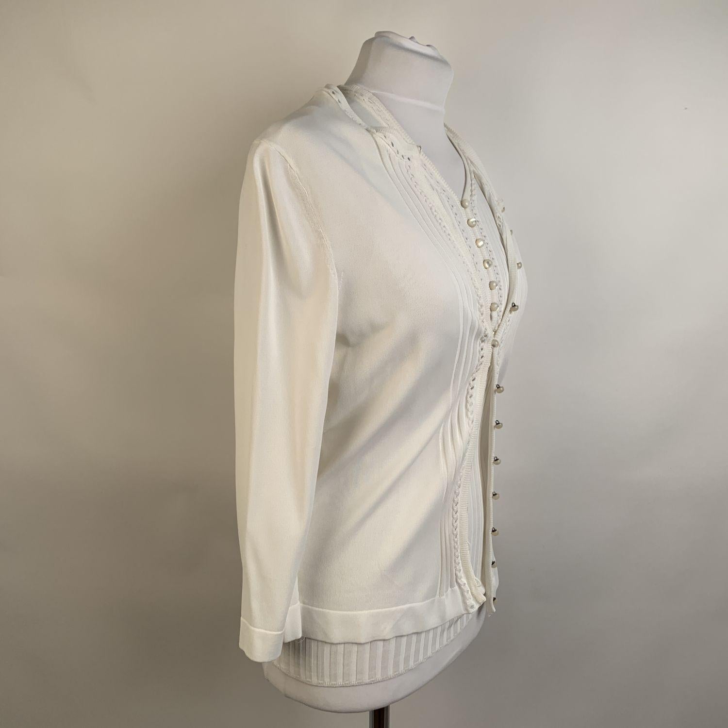 Hermes White Viscose Twin Set Cardigan and Sleeveless Top Size 38 FR In Excellent Condition In Rome, Rome
