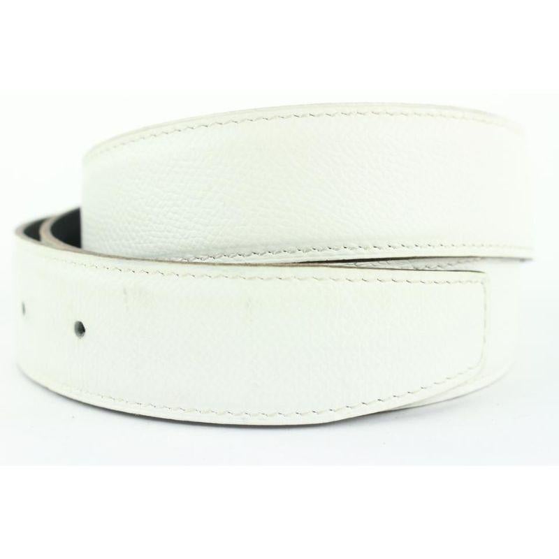 Hermès White x Black x Silver Reversible H Logo Belt Kit 864her49 For Sale 4