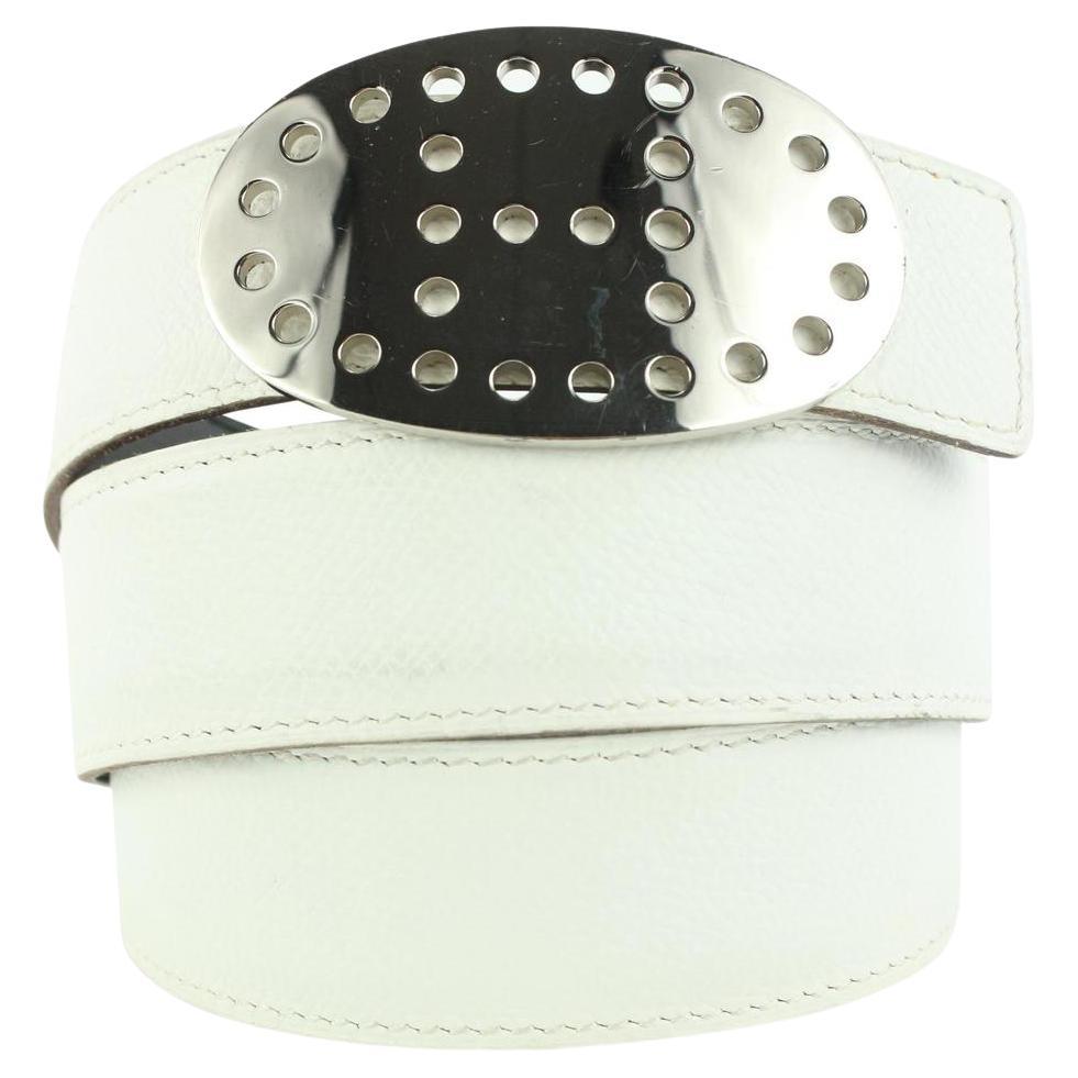 Hermès White x Black x Silver Reversible H Logo Belt Kit 864her49