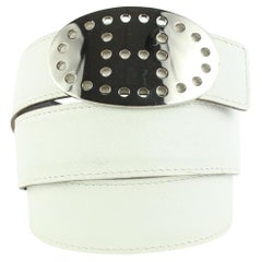 Hermès - Ceinture blanche x noire x argentée réversible avec logo H 864her49