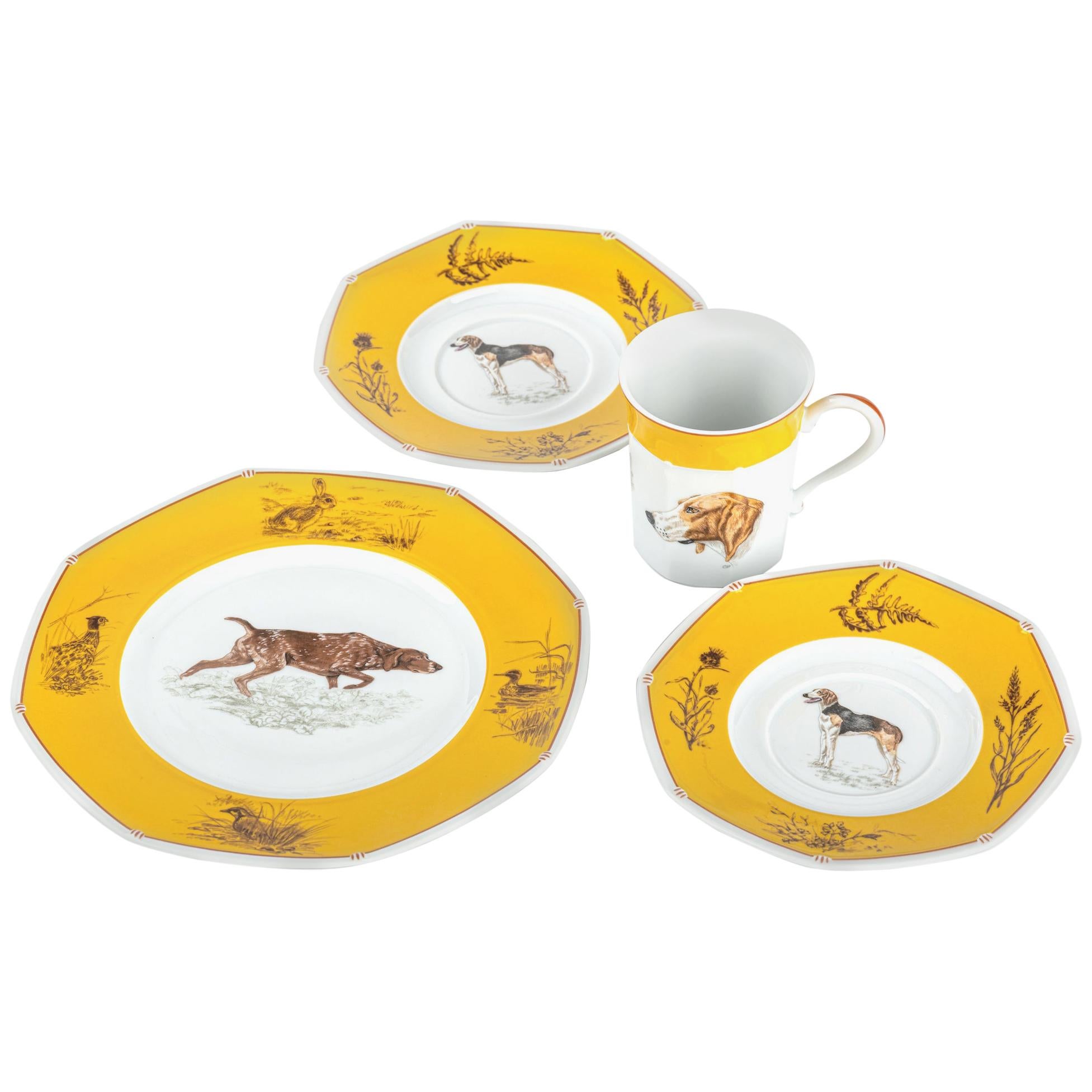 Hermes White & Yellow Tea Set