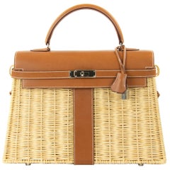 Hermes Wicker Barenia Picnic Kelly Bag 35cm PHW