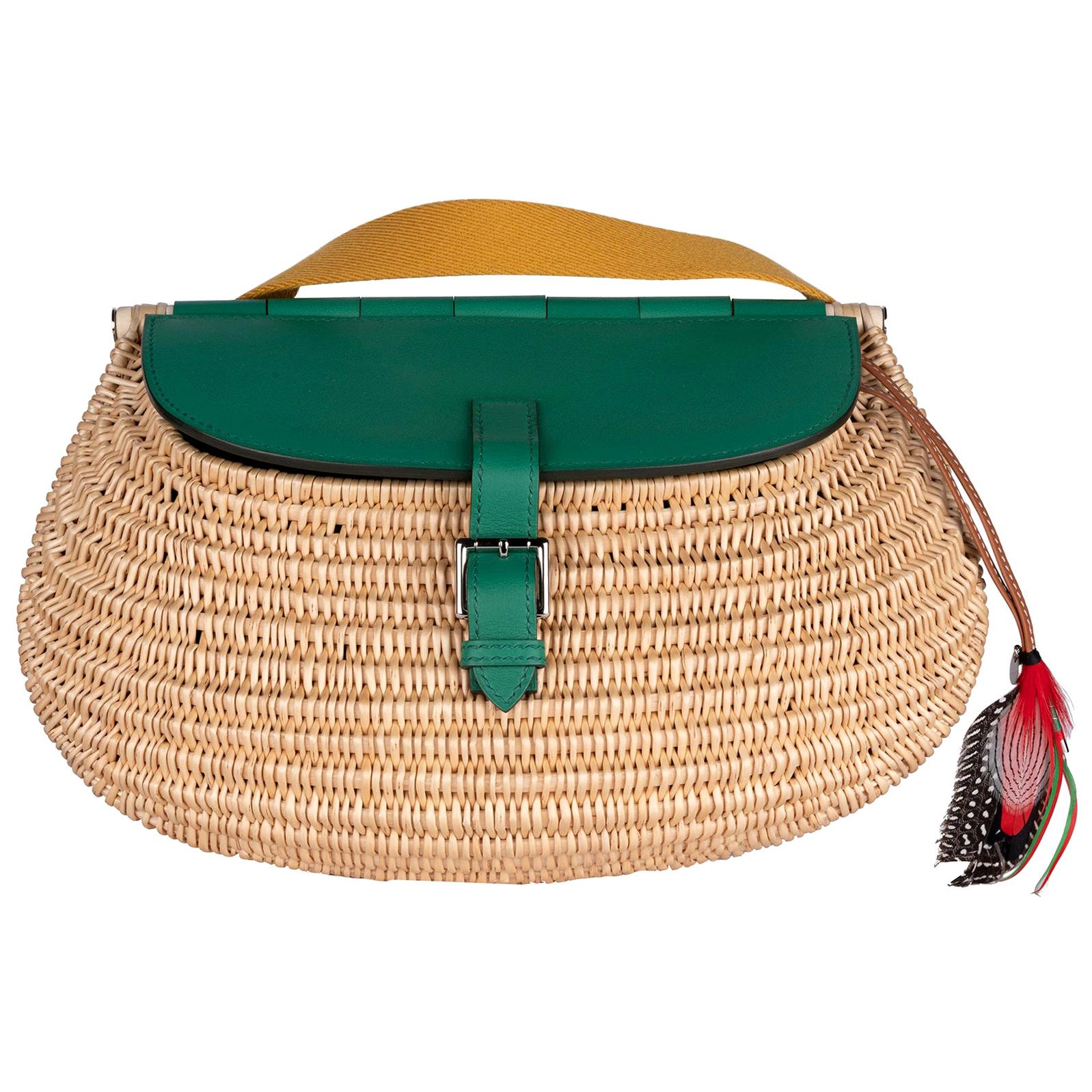 Hermes Wicker Fishing Bag A Hamptons Bag Green Bloomberg Art Secretive Hermes