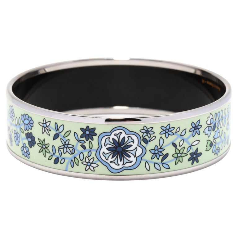 Hermes Wide Blue Bangle Bracelet, Stainless Steel at 1stDibs