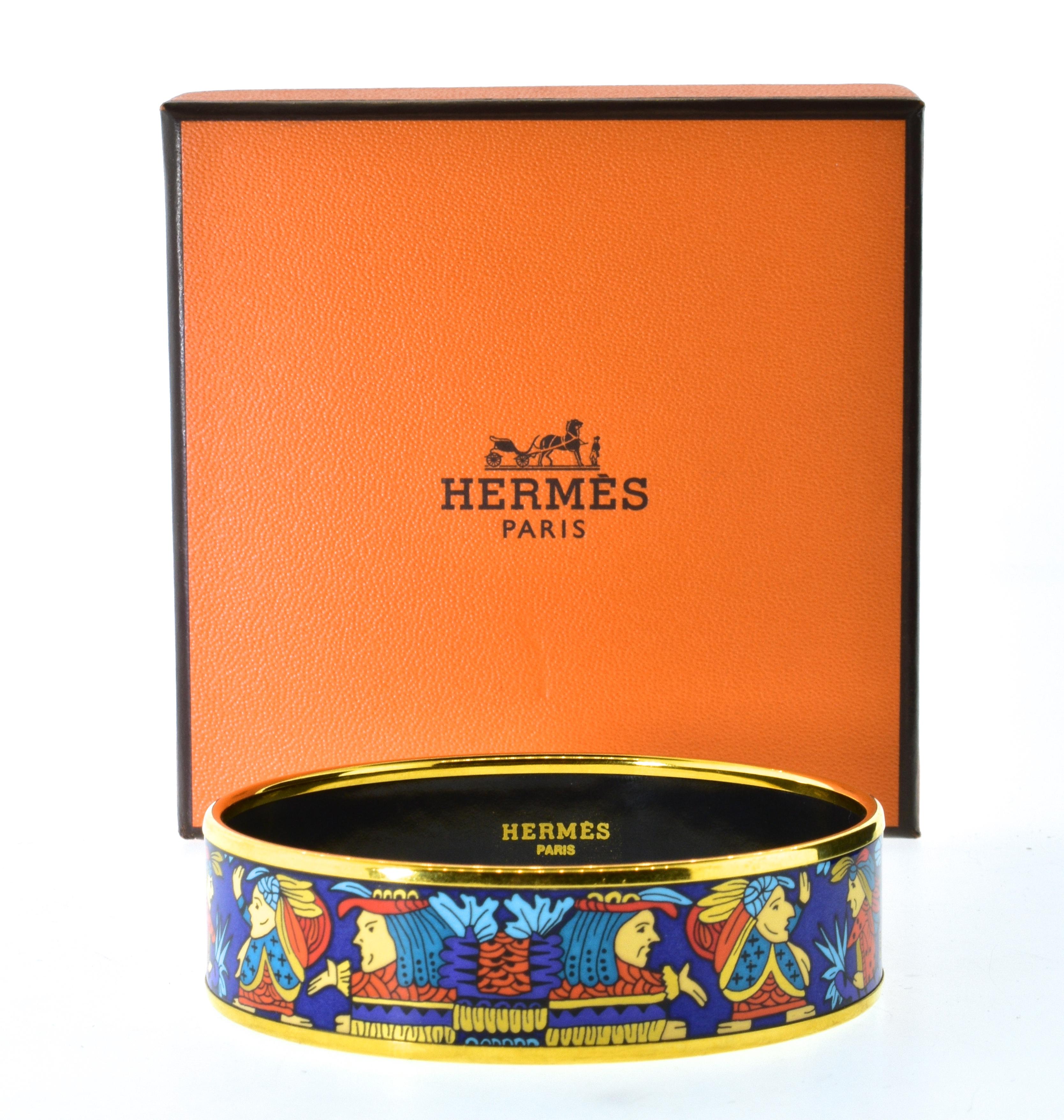 Hermès Wide Enamel Bangle Bracelet 2