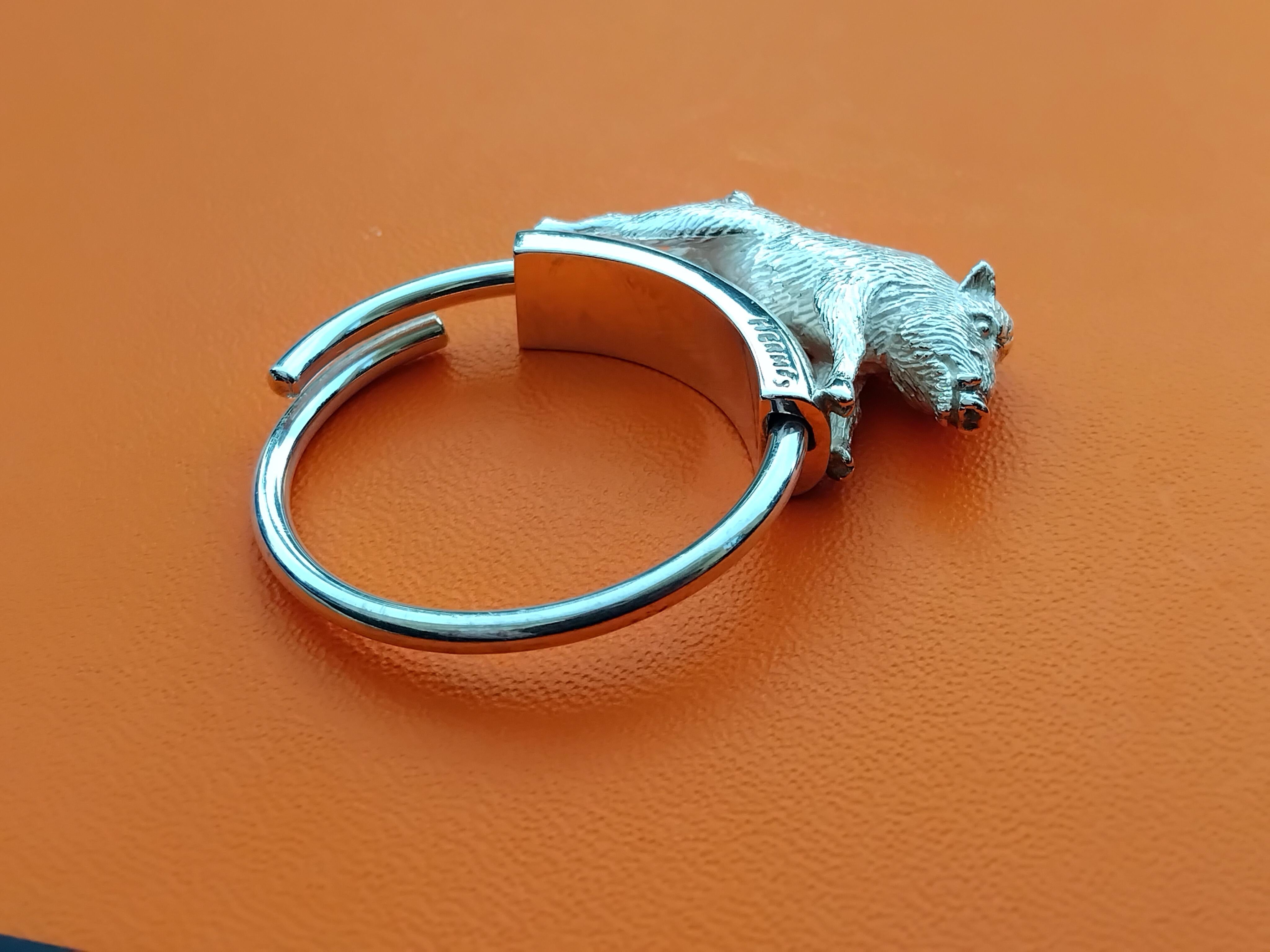 Hermès Wildschwein Schlüsselanhänger Schlüsselhalter Silber 10