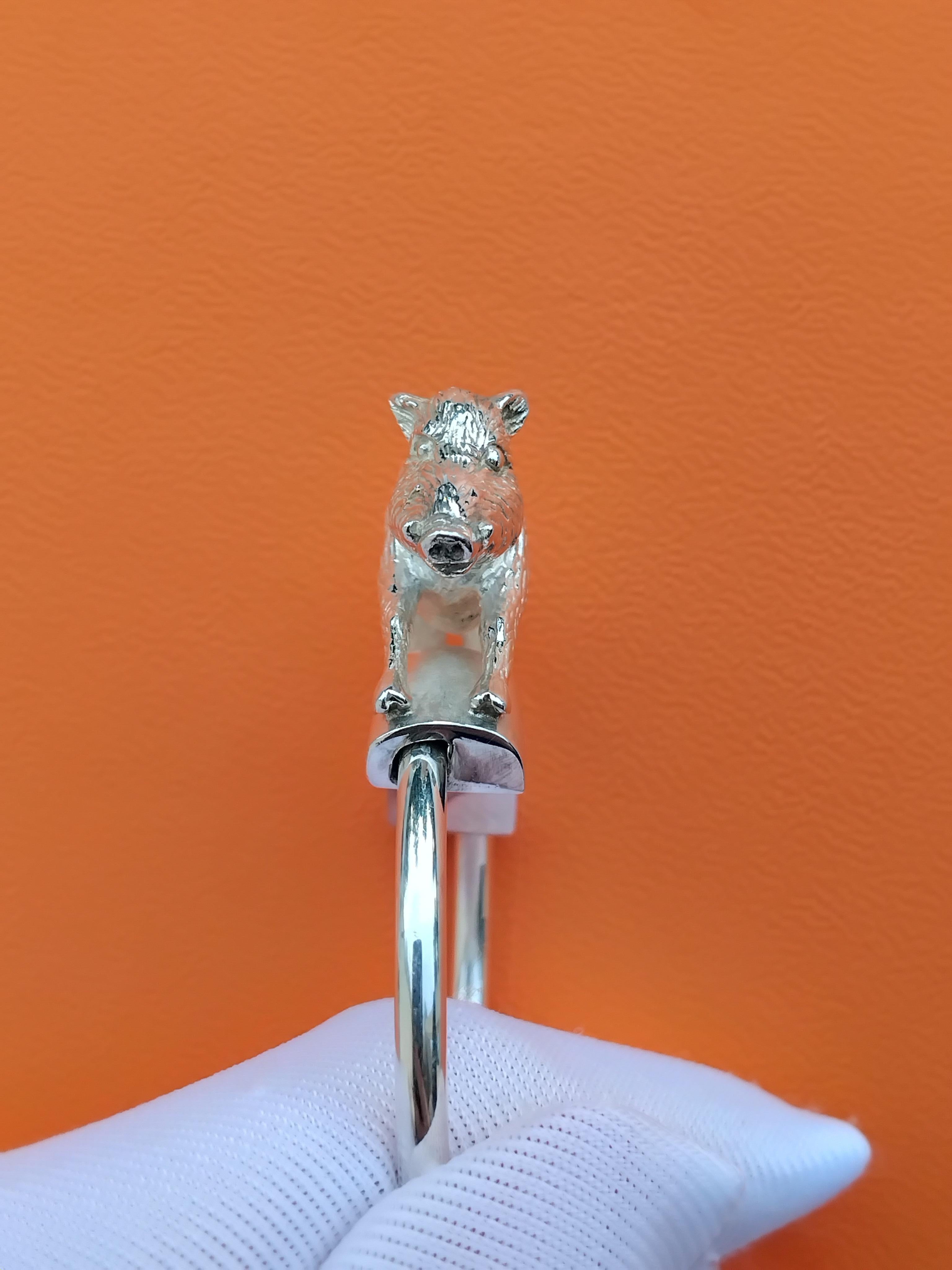 Hermès Wildschwein Schlüsselanhänger Schlüsselhalter Silber 1