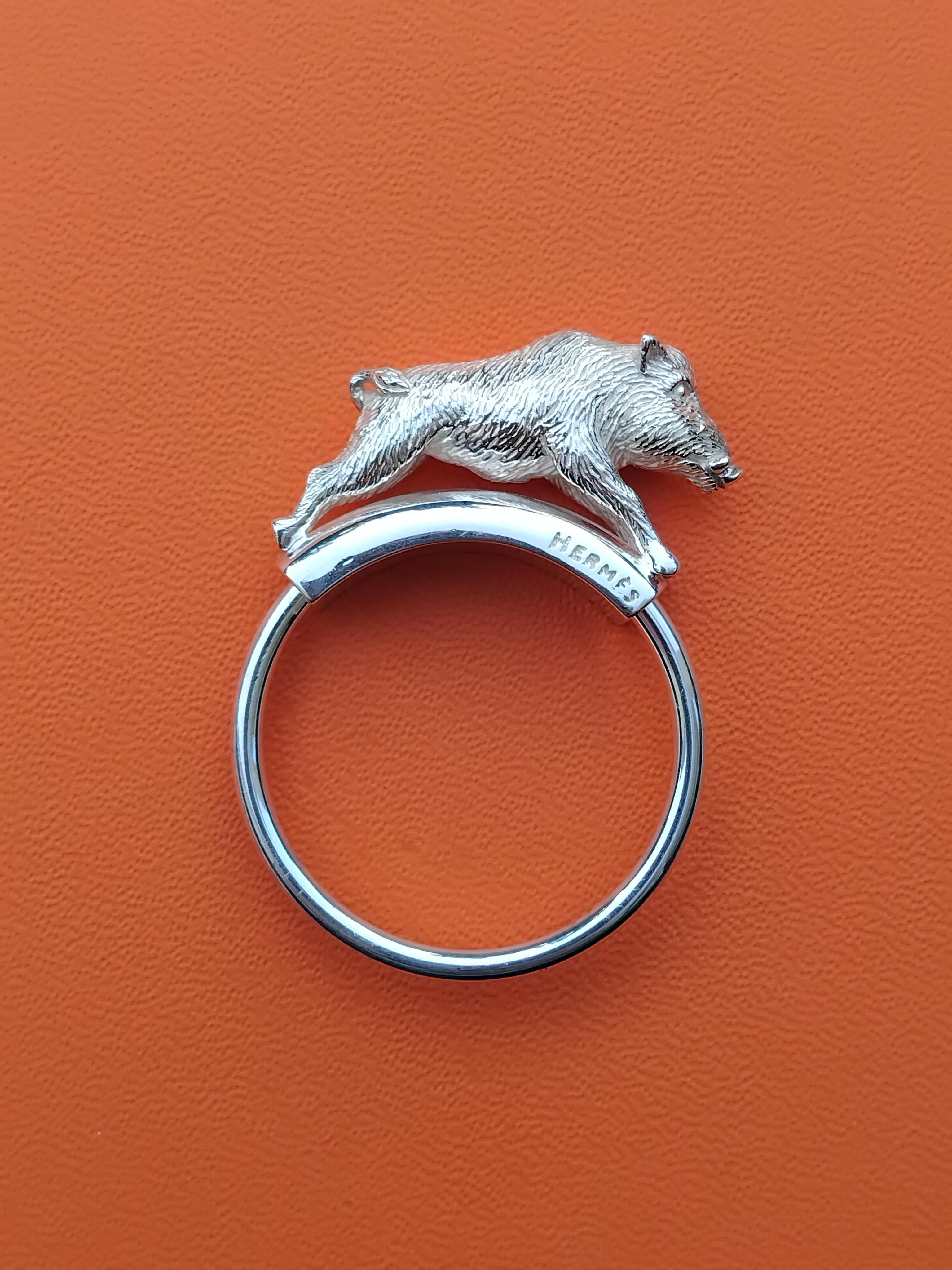 Hermès Wildschwein Schlüsselanhänger Schlüsselhalter Silber 3