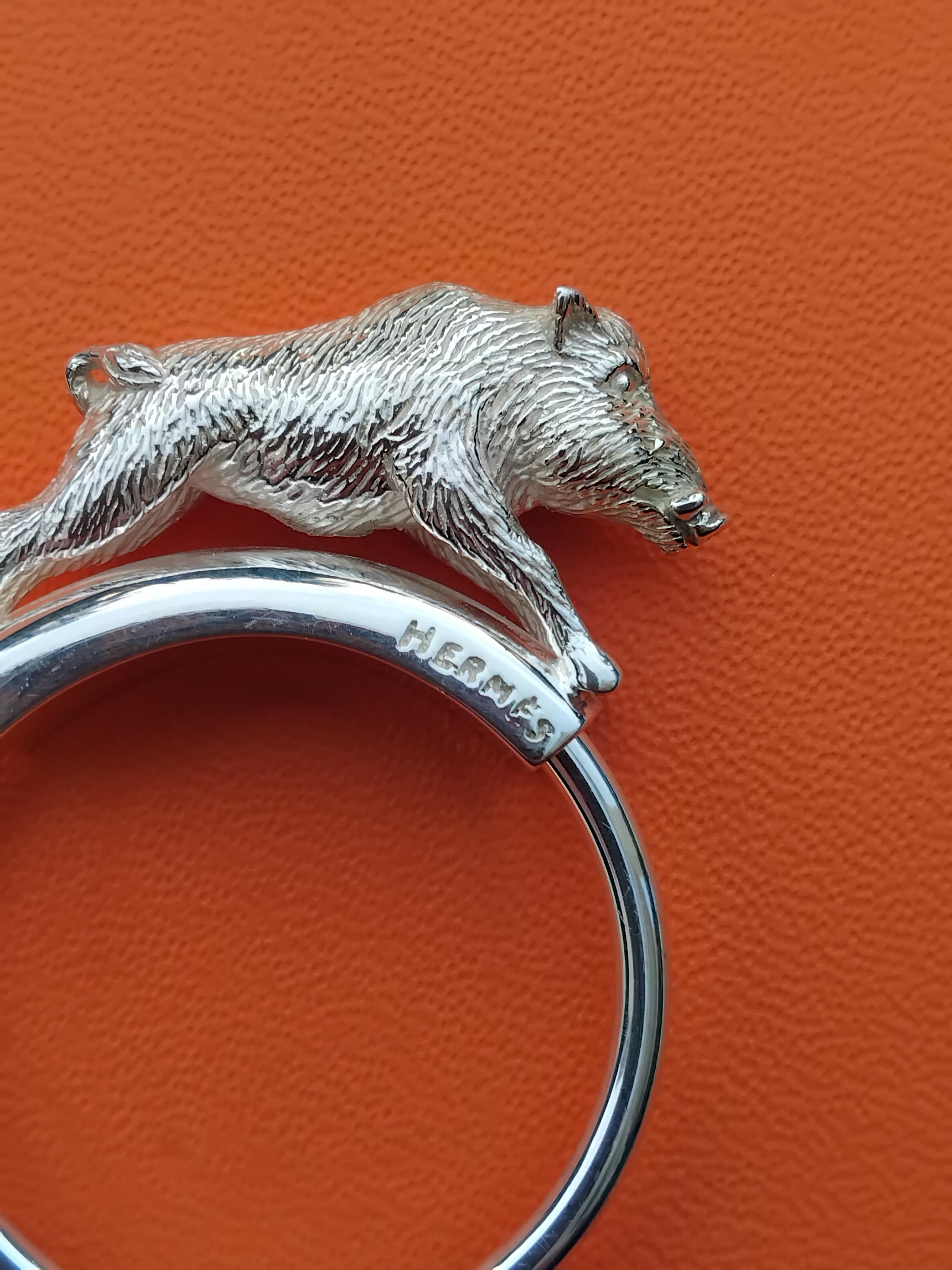 Hermès Wildschwein Schlüsselanhänger Schlüsselhalter Silber 4